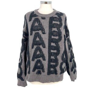 Marc Jacobs The Monogram Distressed Oversized Sweater Gray Black Size XL